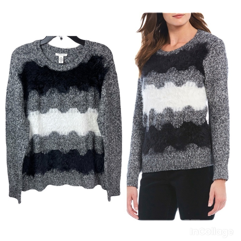 ✅ NWT Westbound Cotton fuzzy Wavy Stripped Sweater